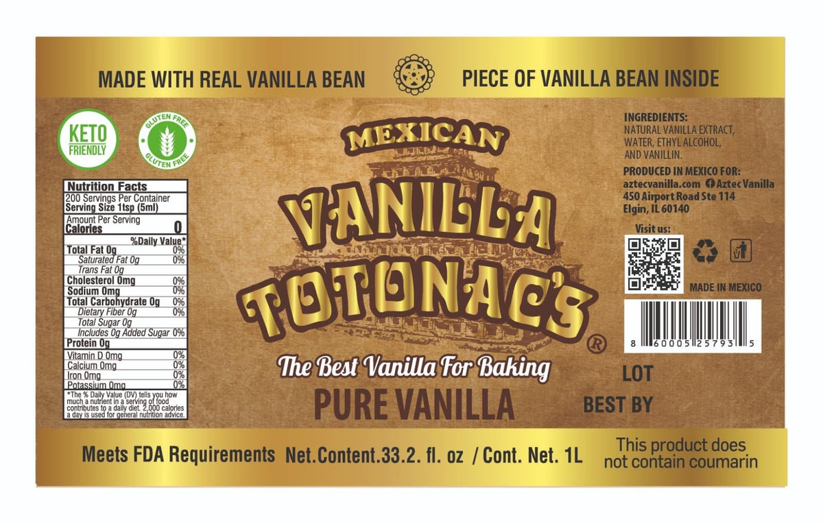 Mexican Vanilla Totonacs Pure Vanilla Flavoring, 33.2 fl oz