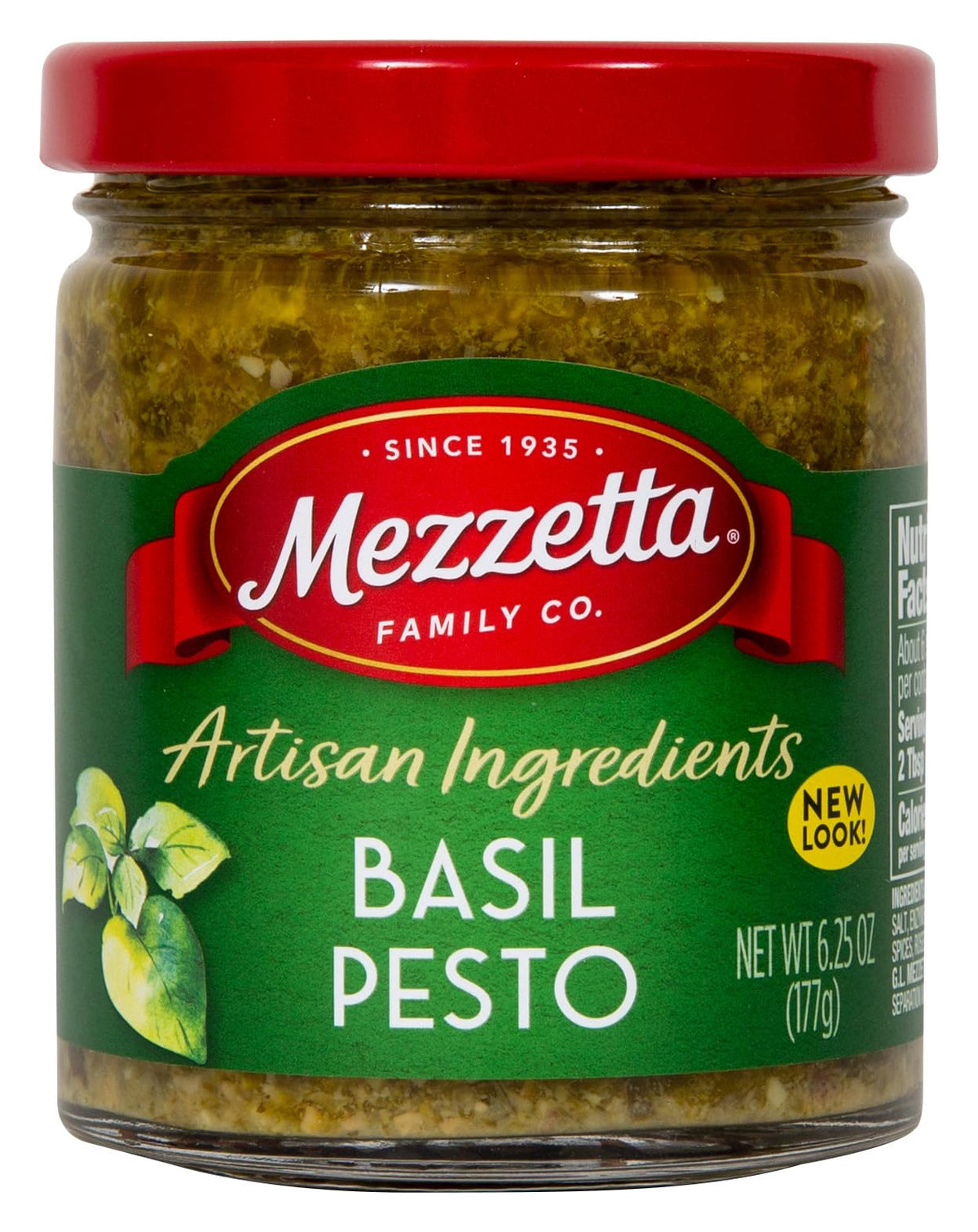 Mezzetta Basil Pesto - Genovese Style, Fresh Basil & Pine Nuts, 6.25 oz Jar (Pack of 6)