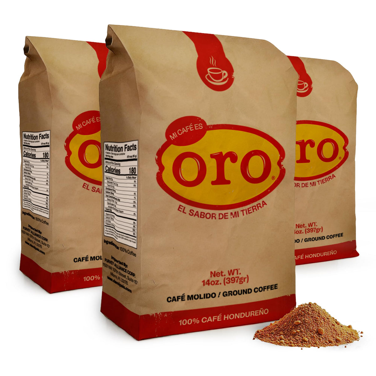 Mi Cafe Es Oro – Honduran Dark Roast Ground Coffee 3-Pack (14oz each) | Exotic Flavor, Smooth Aroma