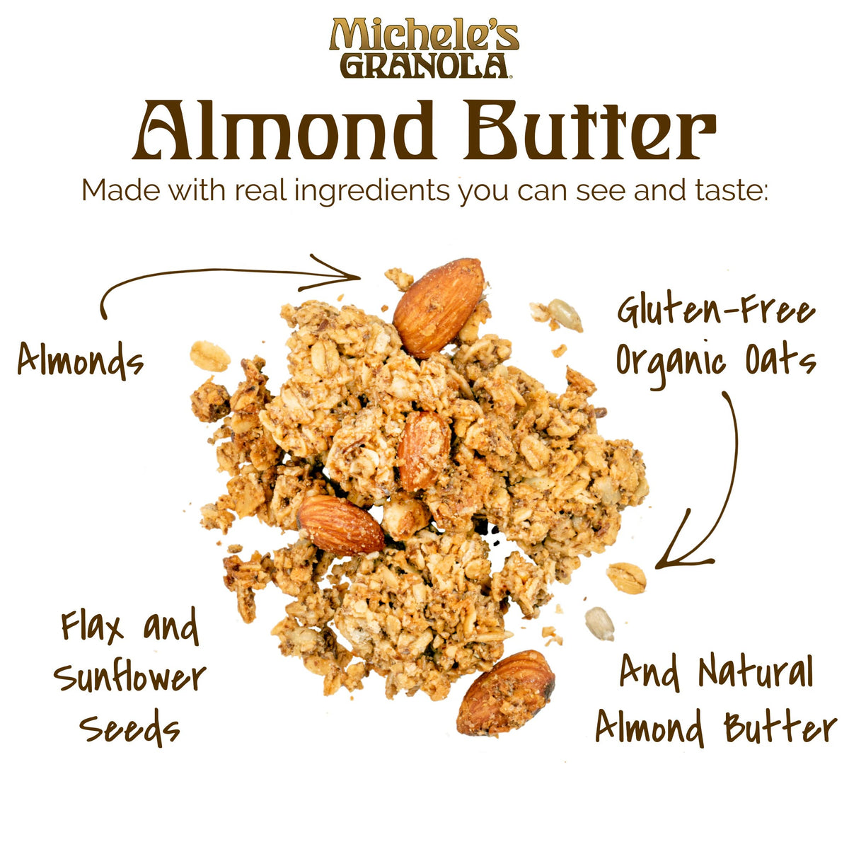 Michele’s Granola Almond Butter – Handmade, Vegan, Gluten-Free & Non-GMO, 36oz Resealable Bag