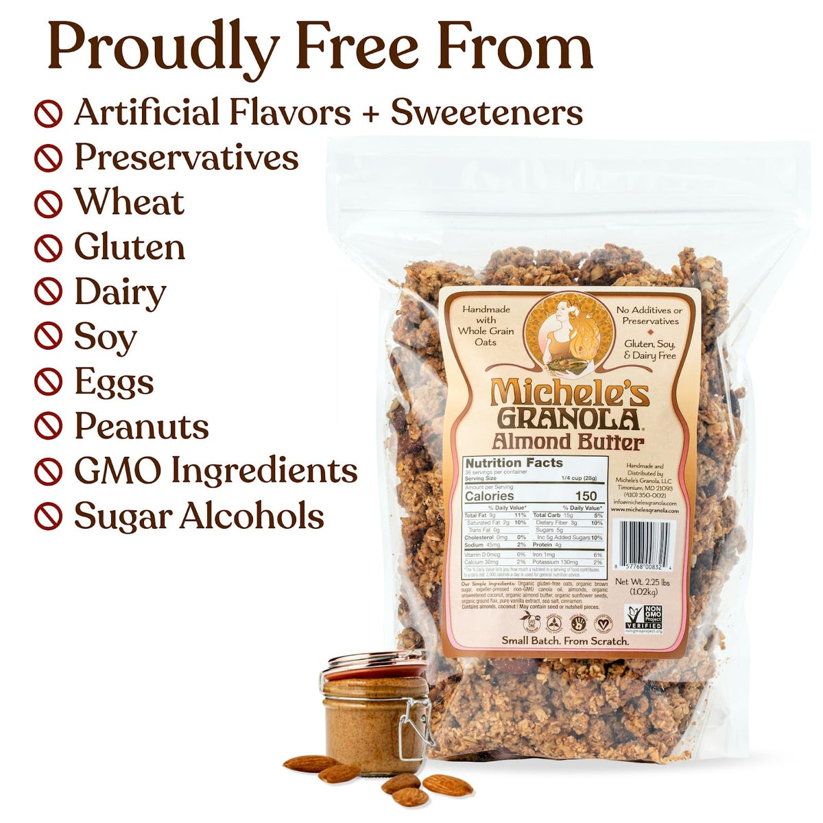 Michele’s Granola Almond Butter – Handmade, Vegan, Gluten-Free & Non-GMO, 36oz Resealable Bag