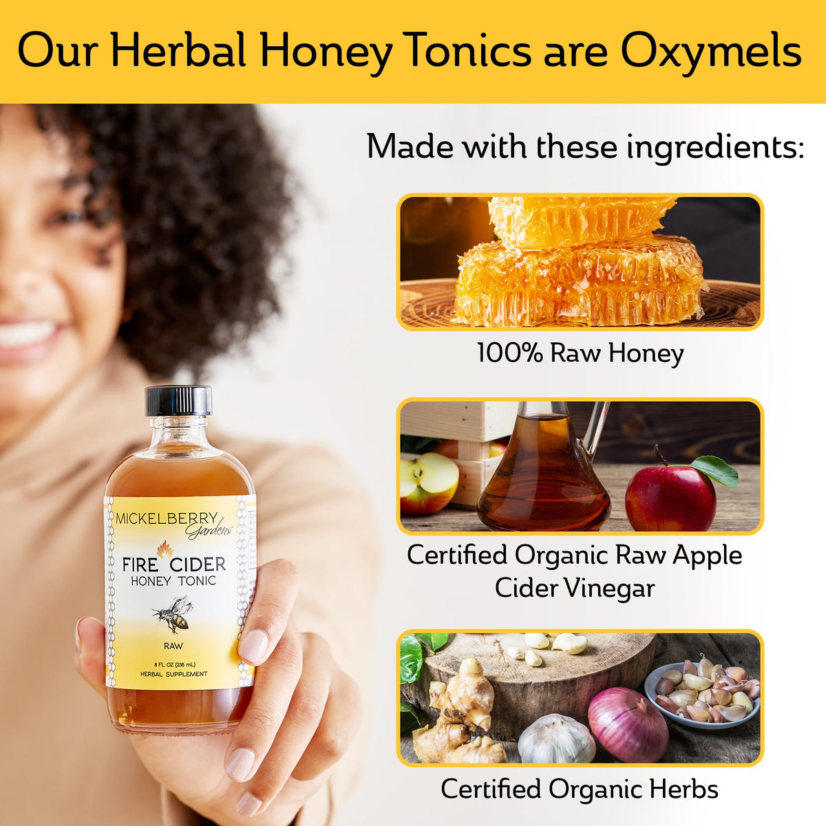 Fire Cider Honey Tonic with Turmeric, Ginger & Dandelion – Mickelberry Gardens (2-Pack, 8 oz each)