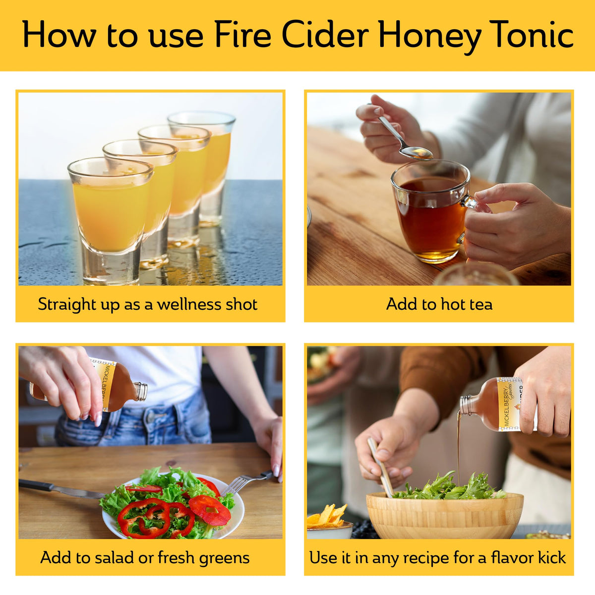 Fire Cider Honey Tonic with Turmeric, Ginger & Dandelion – Mickelberry Gardens (2-Pack, 8 oz each)