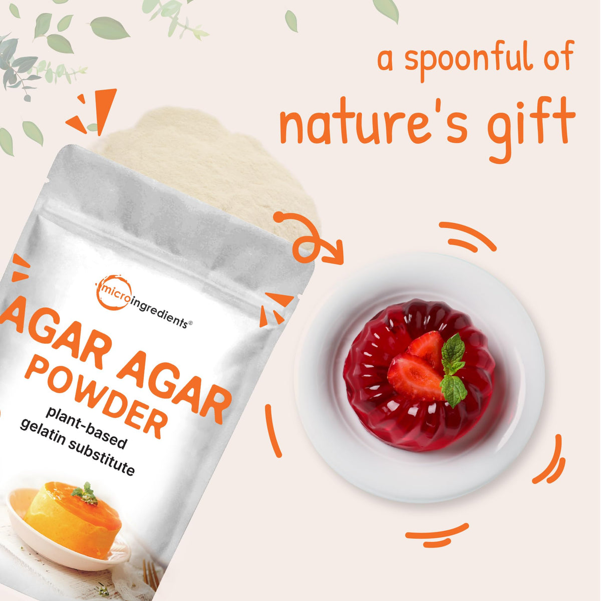 Micro Ingredients Agar Agar Powder 1lb – Plant-Based Thickener from Red Algae | Vegan, Non-GMO