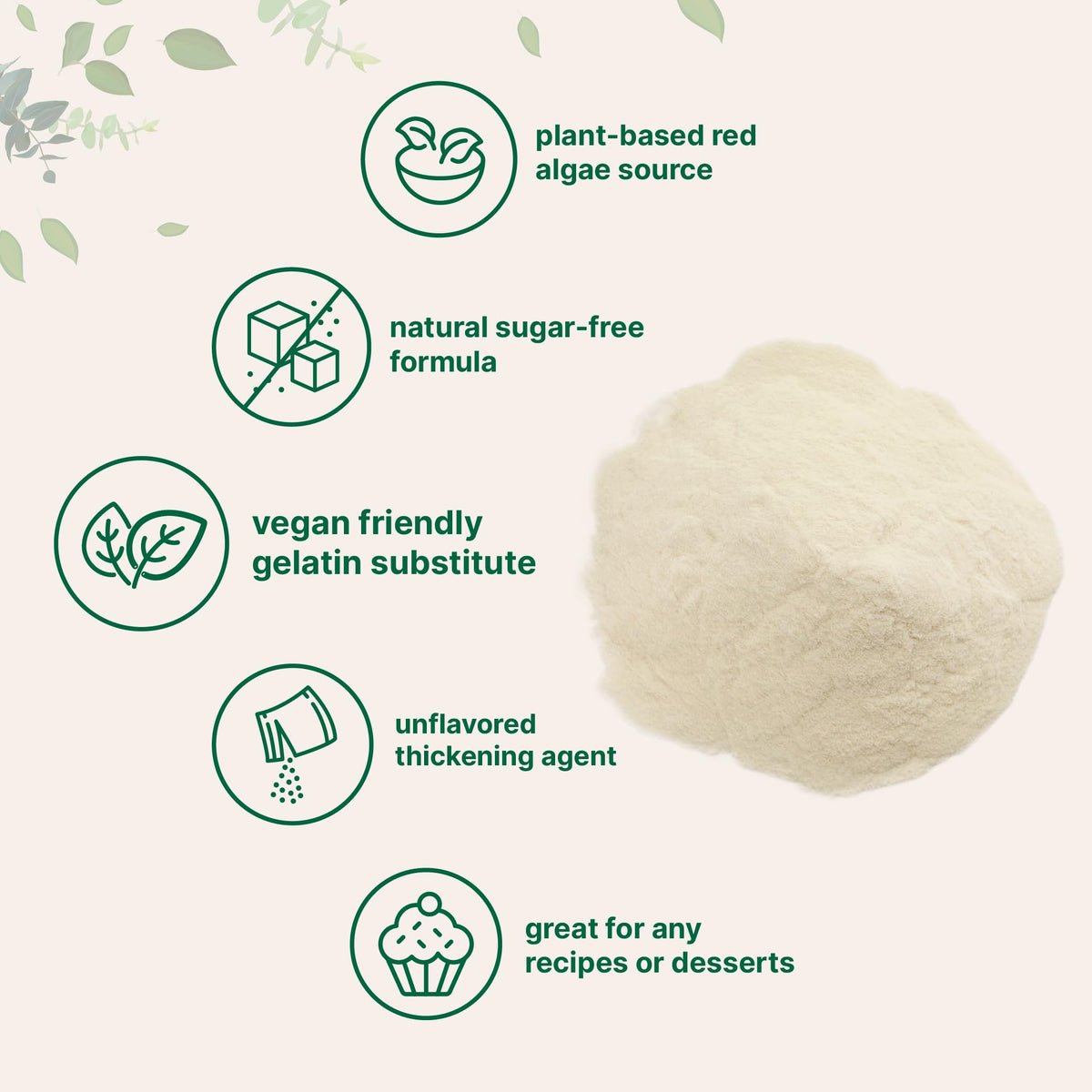 Micro Ingredients Agar Agar Powder 1lb – Plant-Based Thickener from Red Algae | Vegan, Non-GMO