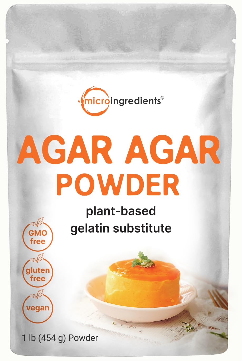 Micro Ingredients Agar Agar Powder 1lb – Plant-Based Thickener from Red Algae | Vegan, Non-GMO
