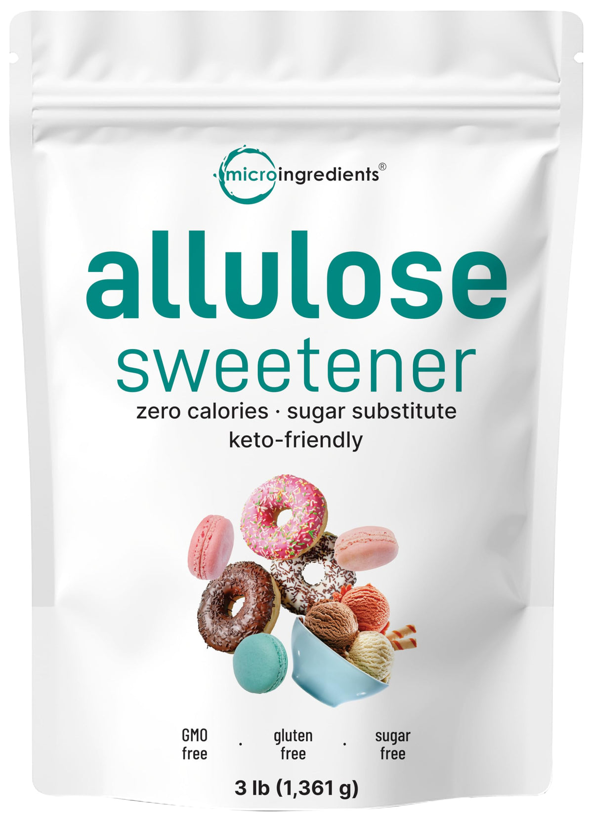 Micro Ingredients Allulose Sweetener – 3 lb (48 oz), Zero Calorie, Plant Based, No After Taste | Keto & Vegan Friendly