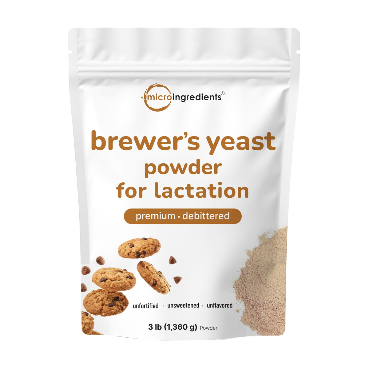 Brewers Yeast Powder for Lactation – 3 lbs, Debittered & Non-GMO | Micro Ingredients