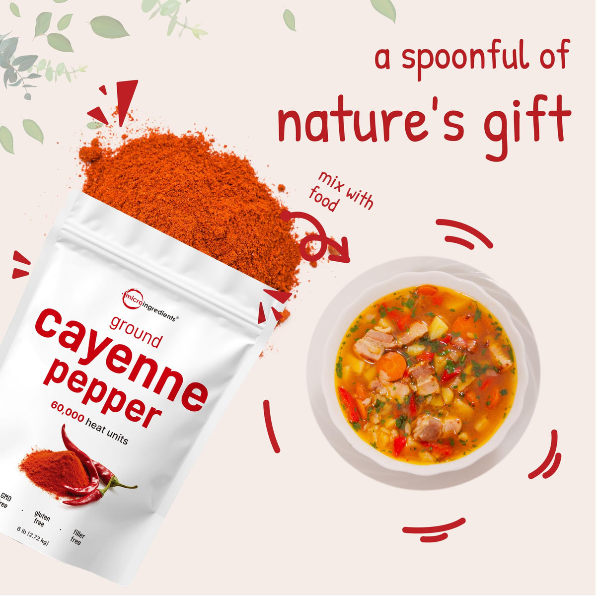 Micro Ingredients Ground Cayenne Pepper Powder, 6lbs – Bulk, Additive-Free, 60,000 SHU