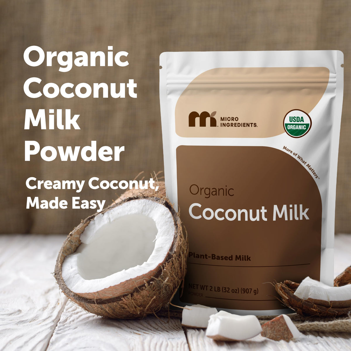 Micro Ingredients Organic Coconut Milk Powder 2 lb | Plant-Based Creamer for Coffee, Tea & Smoothies | Non-GMO, Gluten-Free, Keto & Paleo