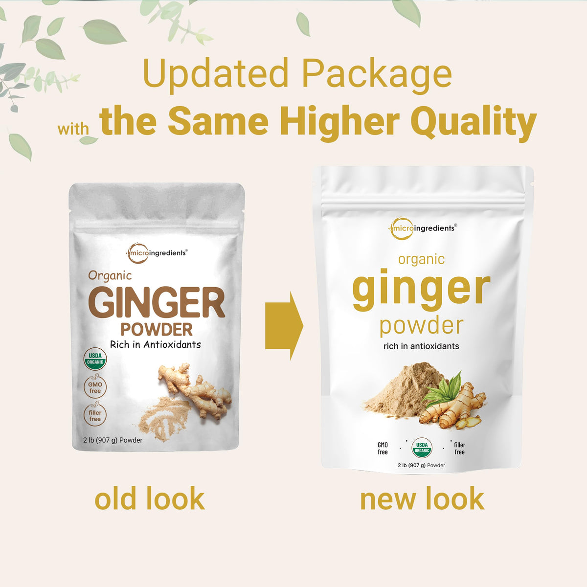 Organic Ginger Powder 2lbs (32oz) | Micro Ingredients | Additive-Free, Non-GMO Bulk Ginger for Baking, Cooking & Tea