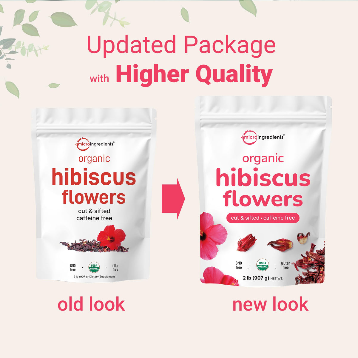 Organic Hibiscus Flowers, 2lbs | Micro Ingredients | Caffeine Free, Non-GMO, Loose Leaf Hibiscus Tea