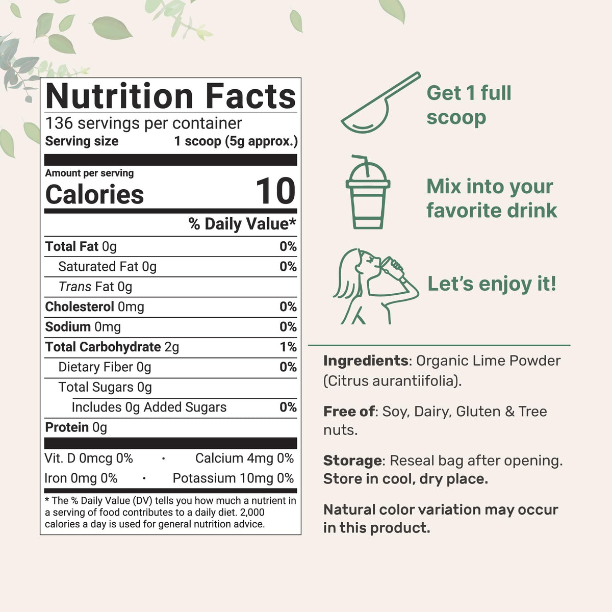 Micro Ingredients Organic Freeze-Dried Lime Powder 1.5lb – Sugar-Free Drink Mix, Vitamin C Rich