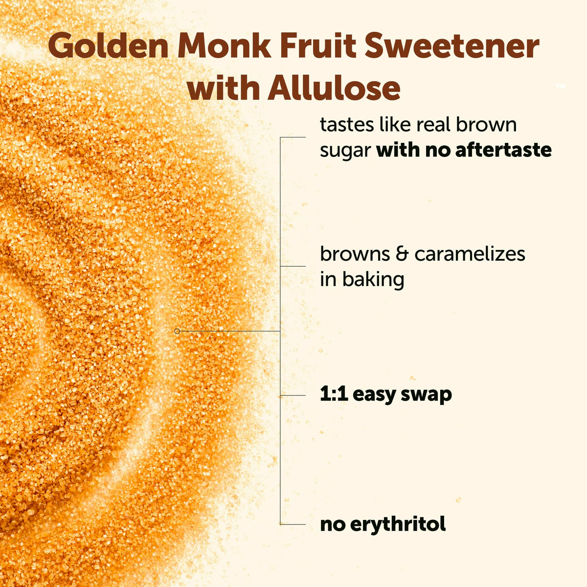 Micro Ingredients Golden Monk Fruit Sweetener with Allulose, 2 lbs – 1:1 Brown Sugar Substitute (Keto, Vegan, Non-GMO)