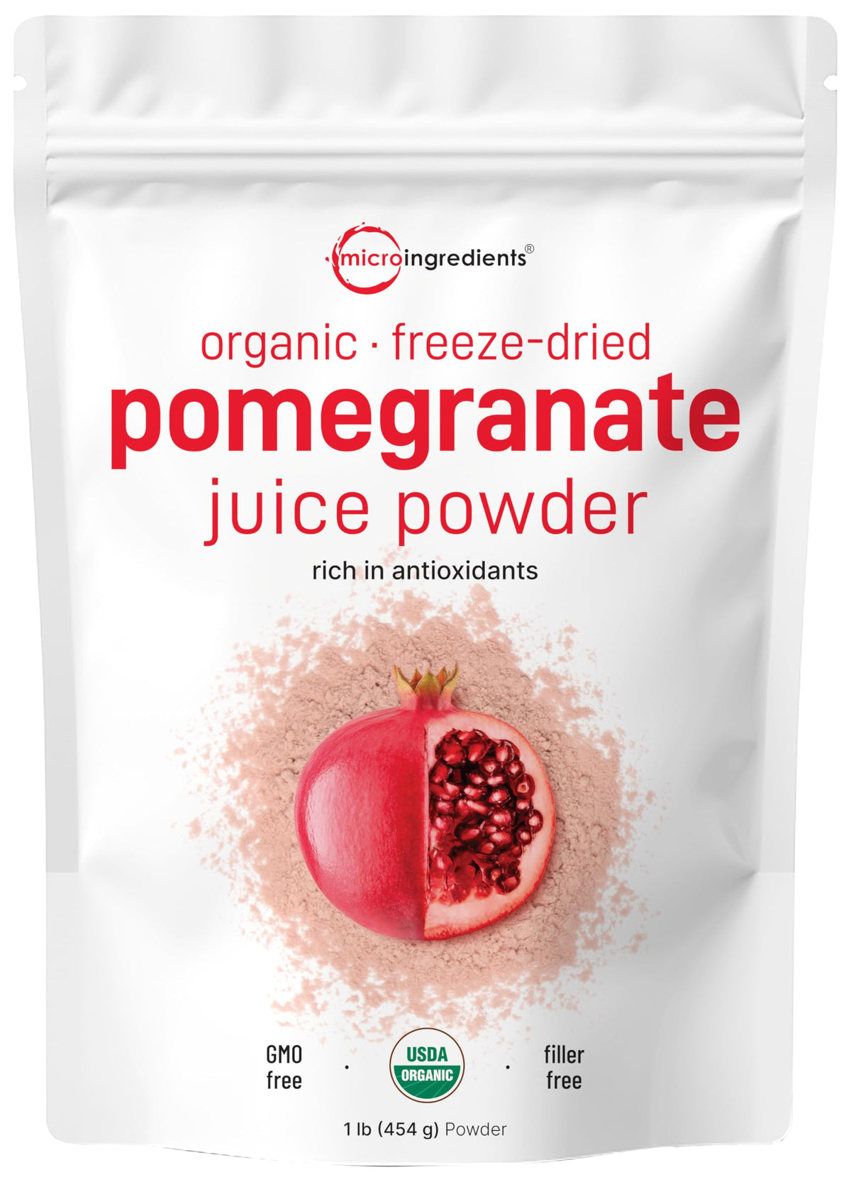 Micro Ingredients Organic Pomegranate Juice Powder — 1 lb, Freeze-Dried & Cold-Pressed