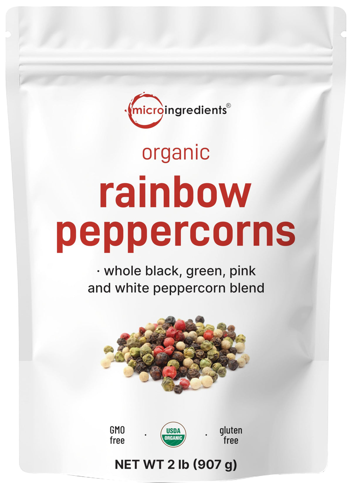 Micro Ingredients Organic Rainbow Peppercorns – 2lb Whole Peppercorns for Grinder Refills