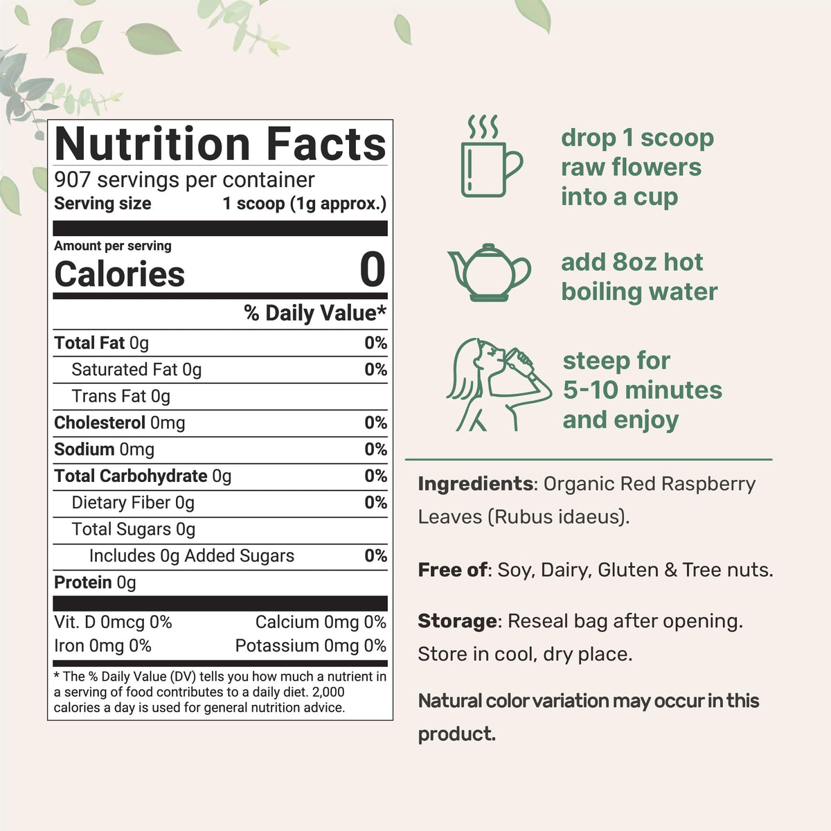 Organic Raspberry Leaf Tea by Micro Ingredients — 2 lb Germany-Sourced, Non-GMO, Recyclable Bags