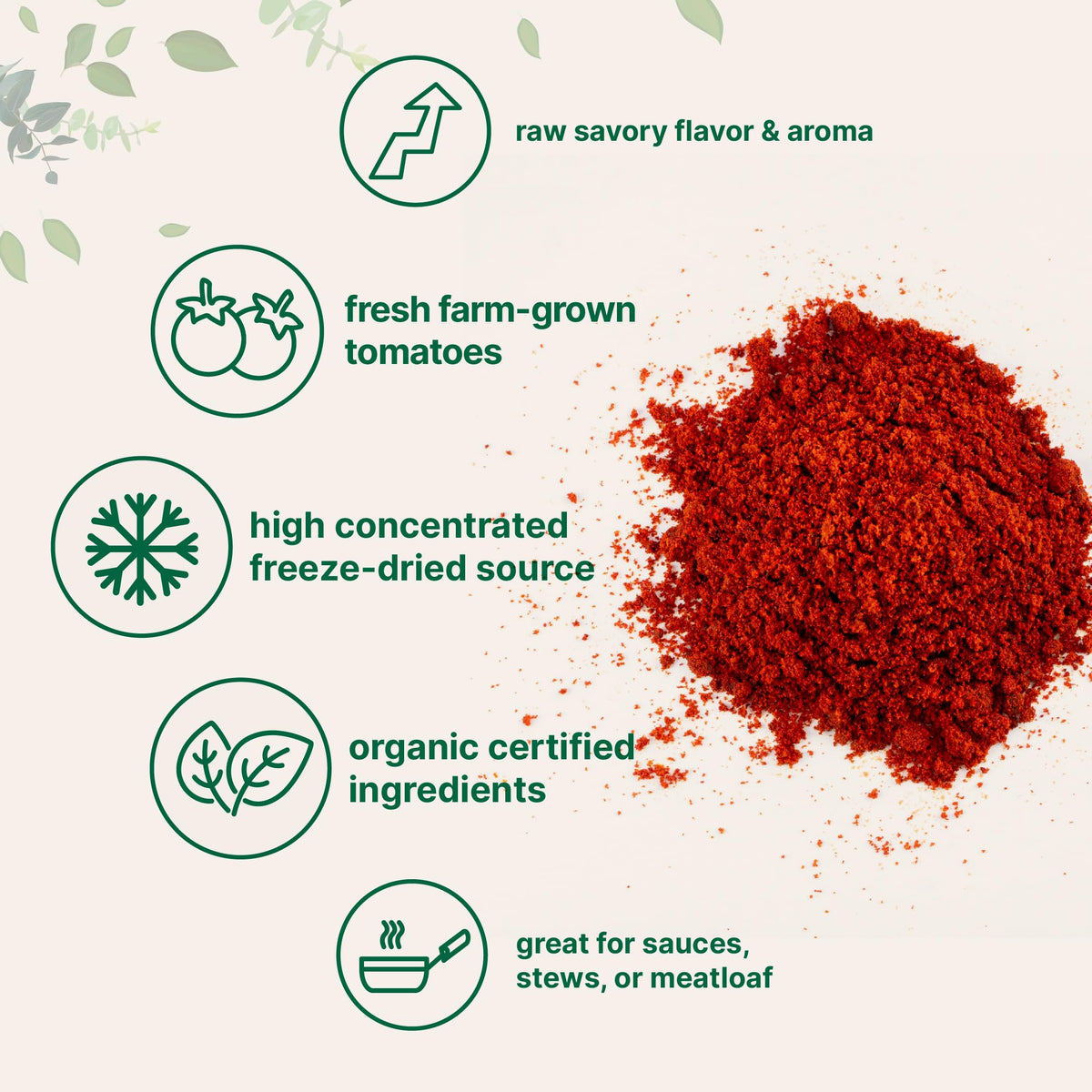 Organic Tomato Powder 2lbs – Freeze-Dried, Farm-Grown Tomatoes | Non-GMO