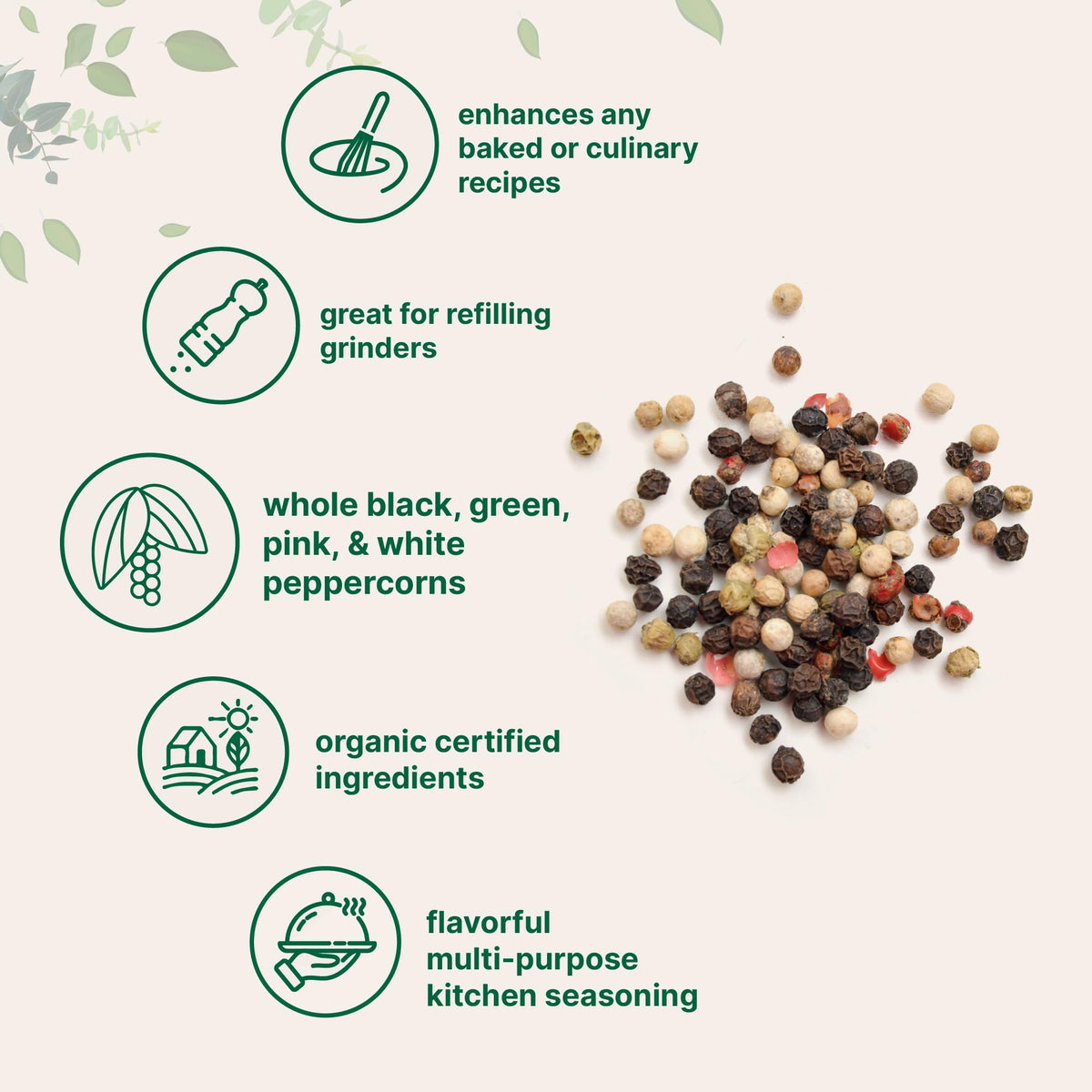 Micro Ingredients Organic Rainbow Peppercorns – 2lb Whole Peppercorns for Grinder Refills