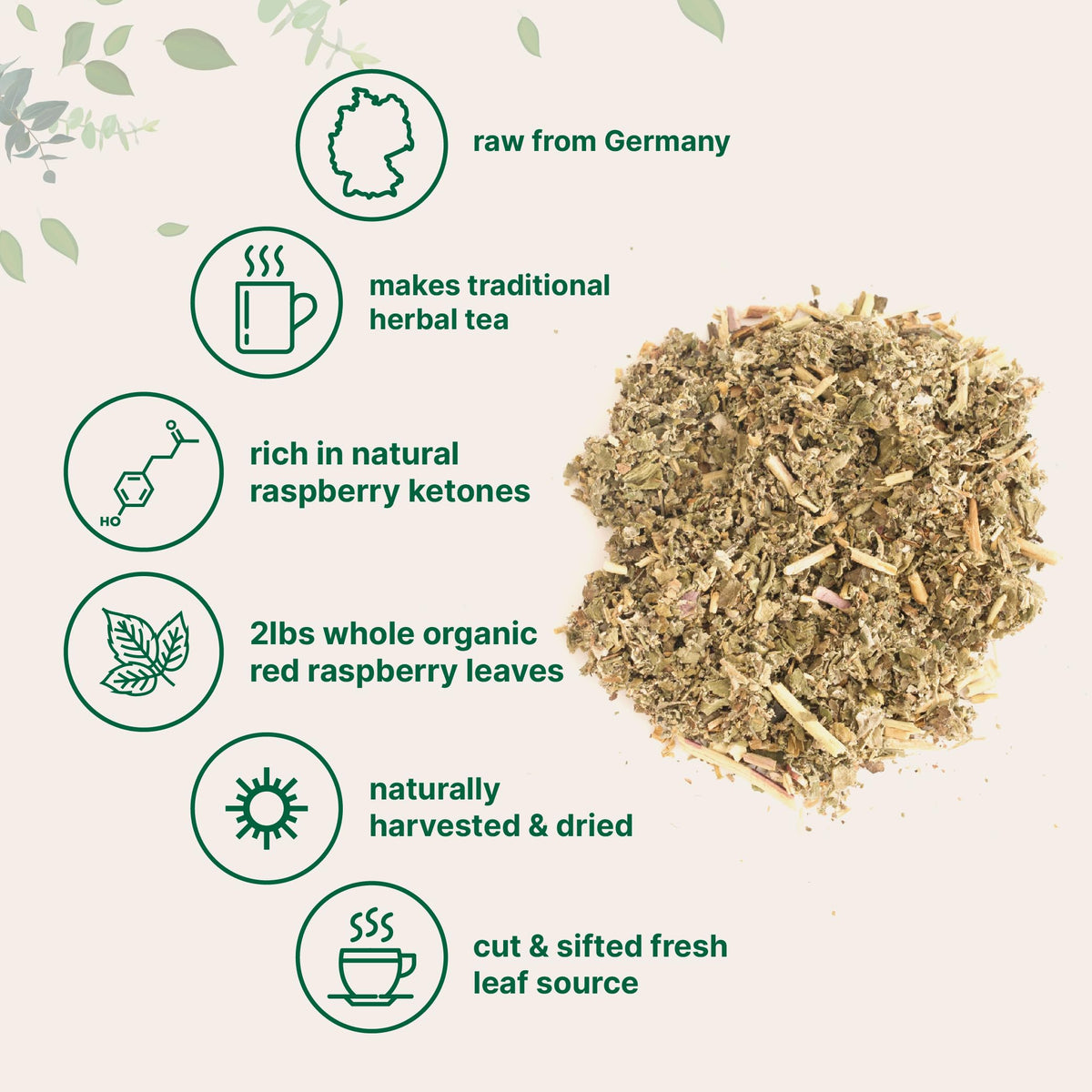 Organic Raspberry Leaf Tea by Micro Ingredients — 2 lb Germany-Sourced, Non-GMO, Recyclable Bags