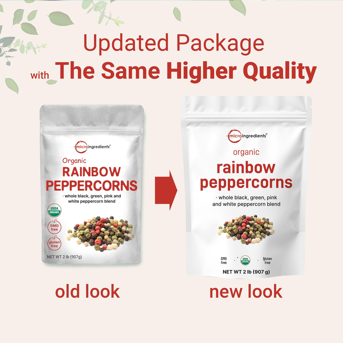 Micro Ingredients Organic Rainbow Peppercorns – 2lb Whole Peppercorns for Grinder Refills