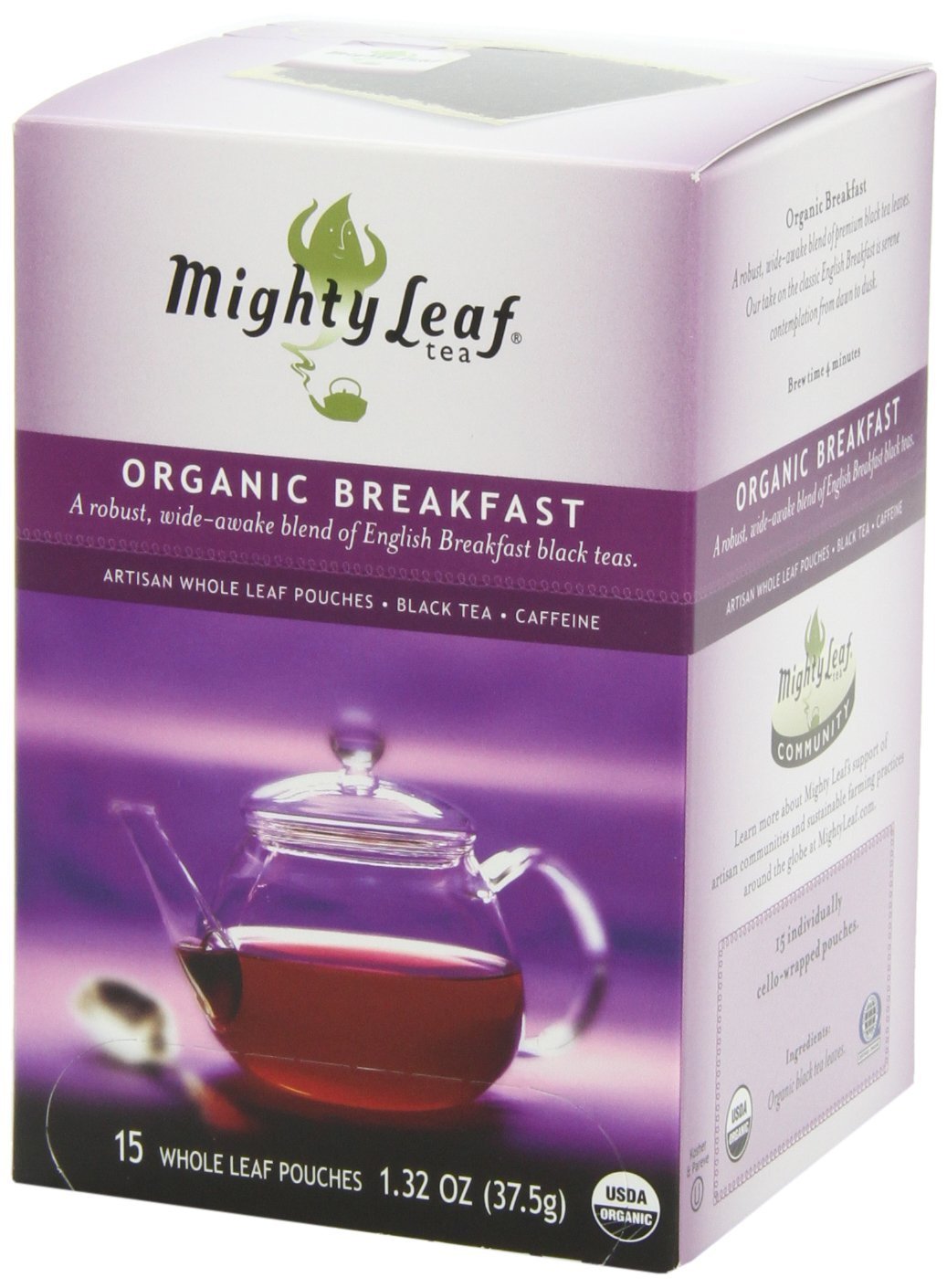 Mighty Leaf Organic Breakfast Black Tea – 45-Count (3 Pack) Silken Pouches | Bold English Breakfast