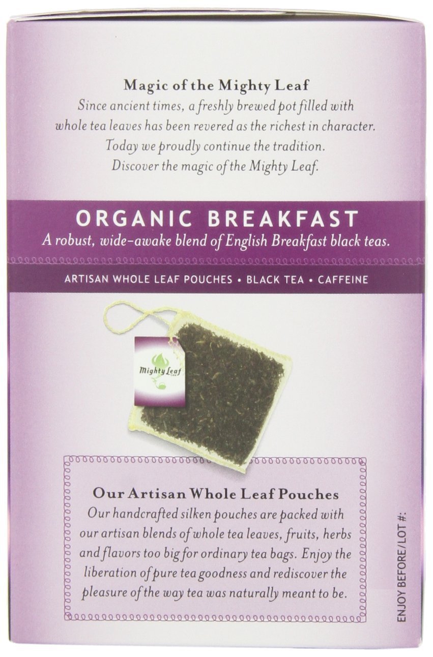 Mighty Leaf Organic Breakfast Black Tea – 45-Count (3 Pack) Silken Pouches | Bold English Breakfast
