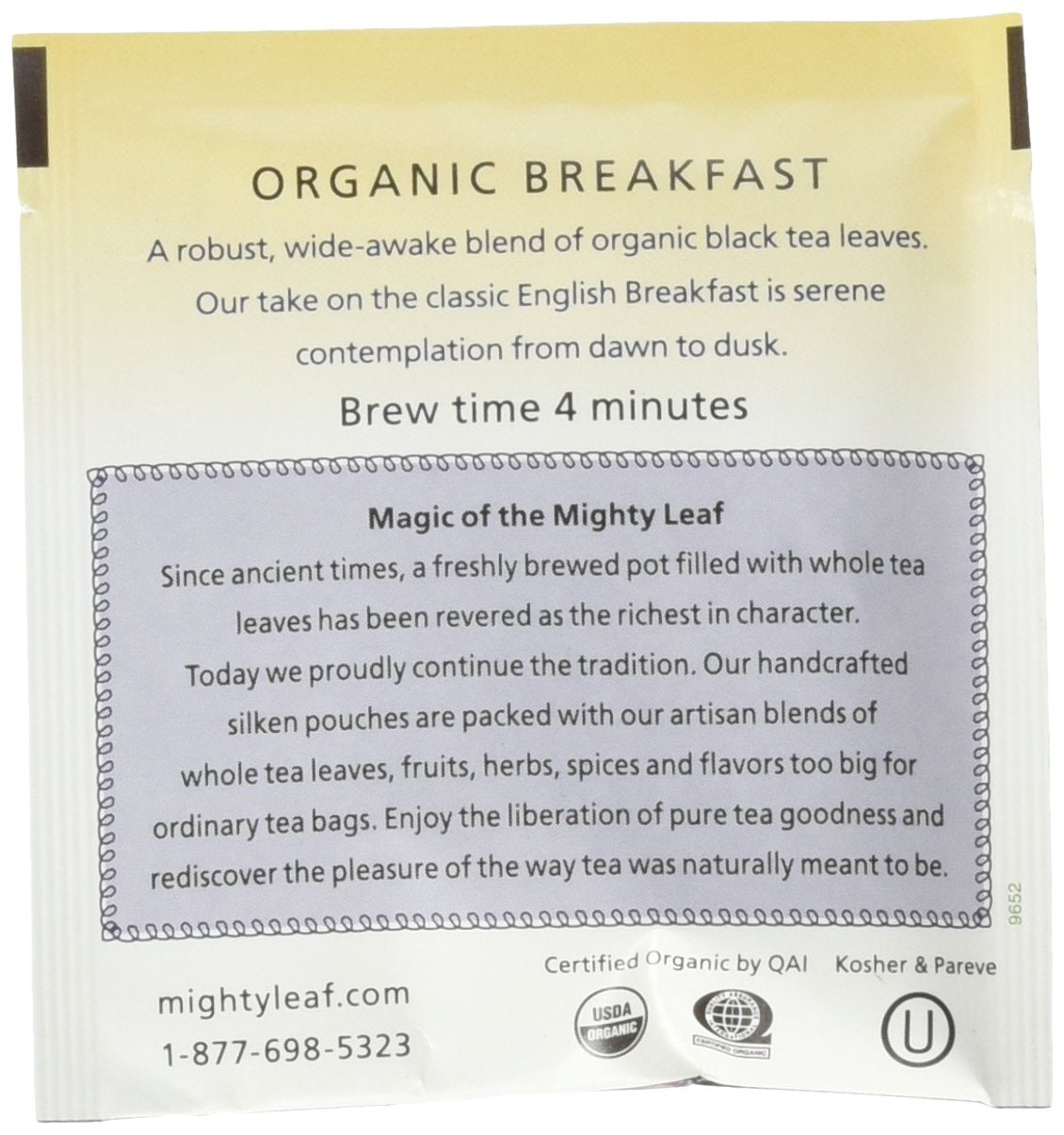 Mighty Leaf Organic Breakfast Tea – 100 Silk-Pyramid Pouches | Bold, Full-Bodied Flavor