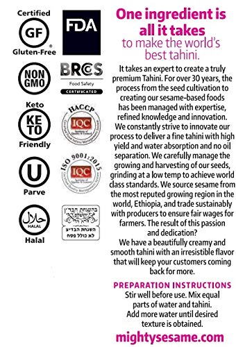Mighty Sesame Co. Classic Tahini – 6.6 lb Bulk, 100% Pure Ethiopian Sesame
