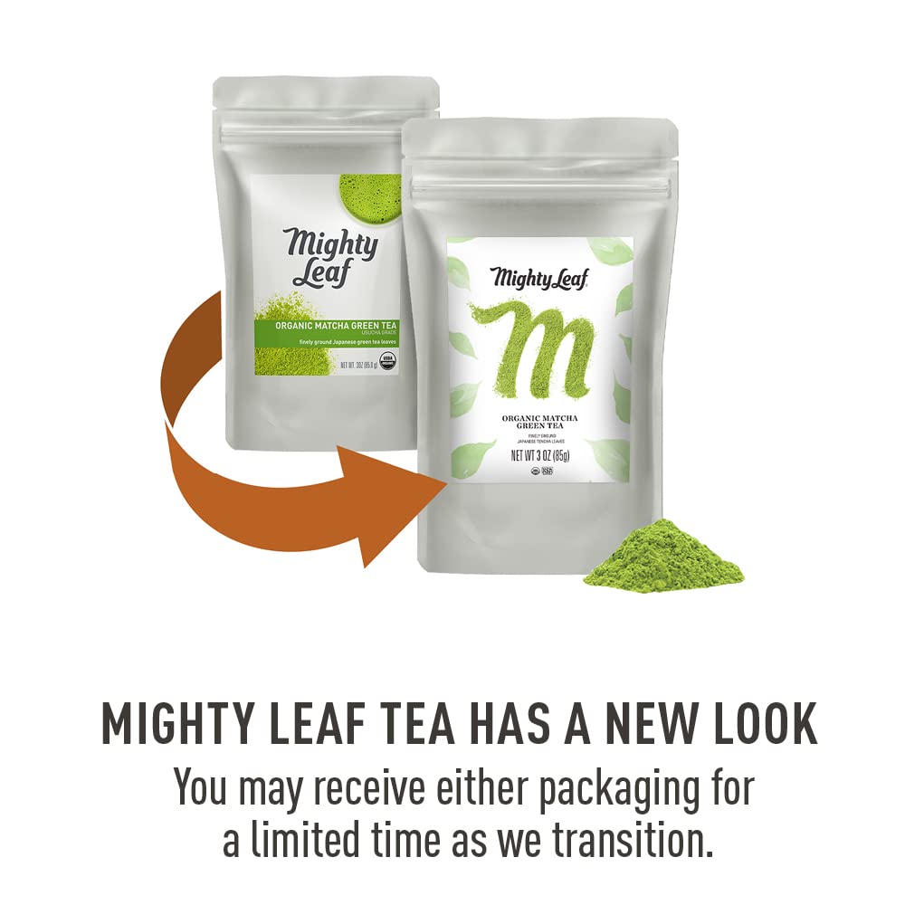 Mighty Leaf Organic Matcha Green Tea Powder - 3 oz Bag | 100% Japanese Matcha, Unsweetened
