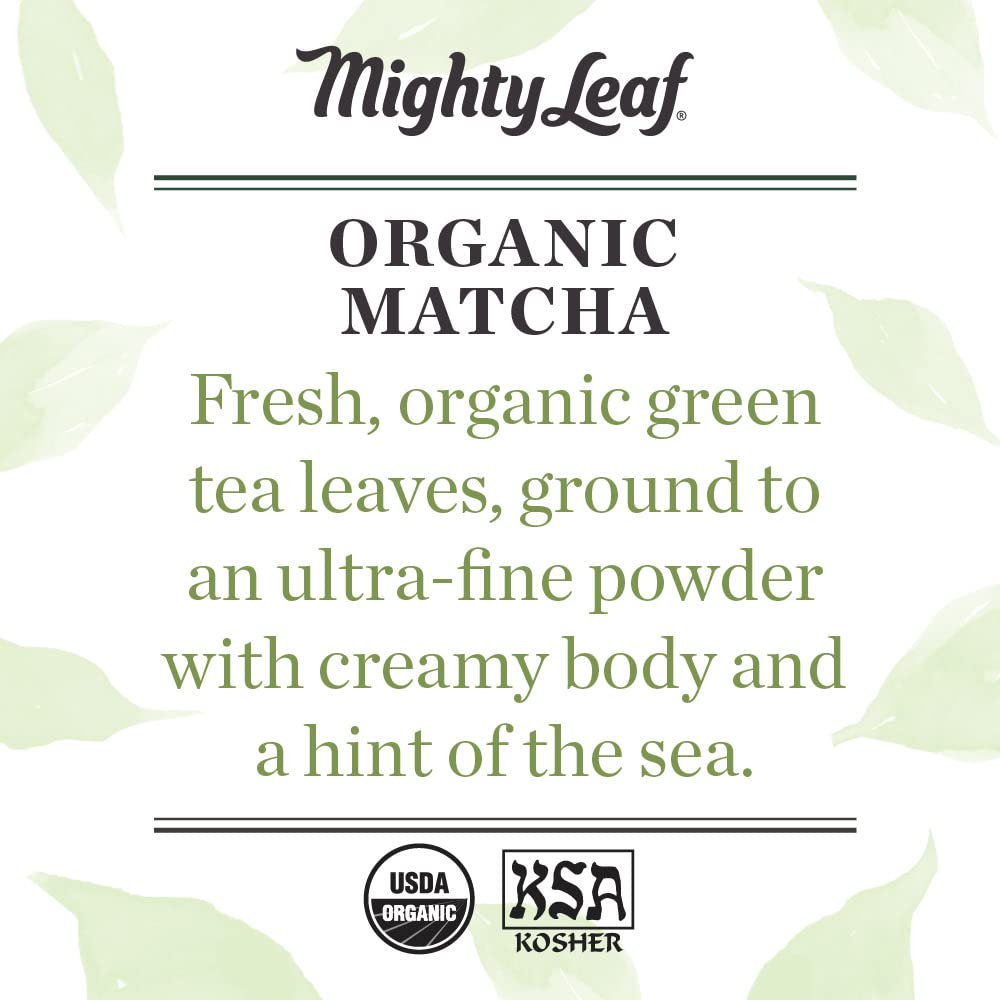 Mighty Leaf Organic Matcha Green Tea Powder - 3 oz Bag | 100% Japanese Matcha, Unsweetened