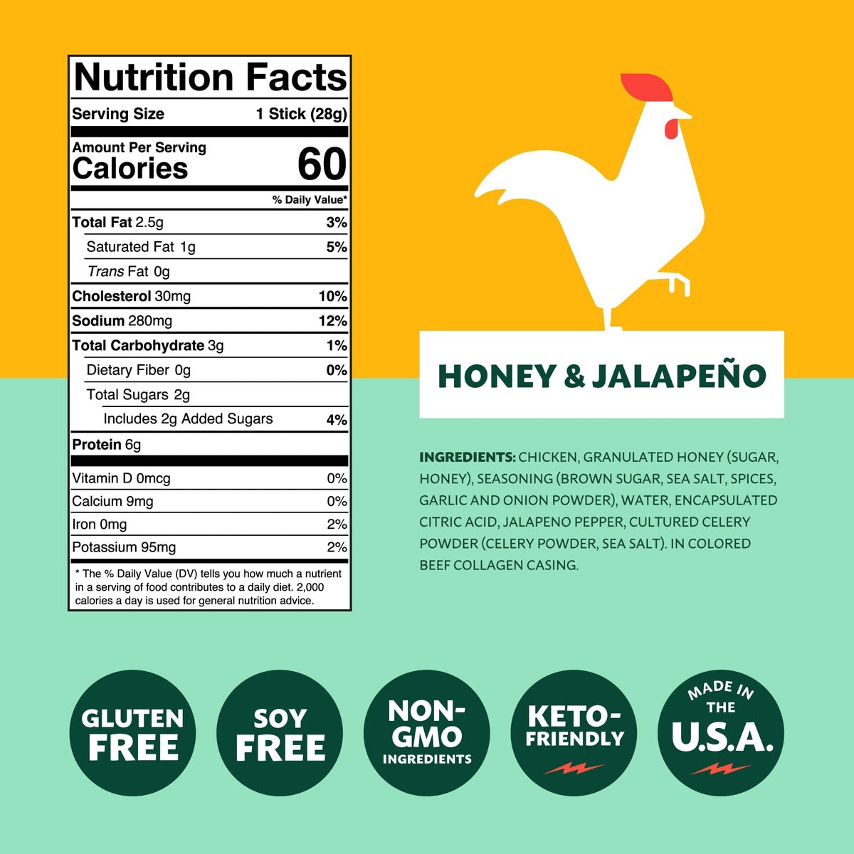 Mighty Spark Honey & Jalapeño Chicken Snack Sticks – 6g Protein, No Hormones, No Antibiotics, Gluten Free
