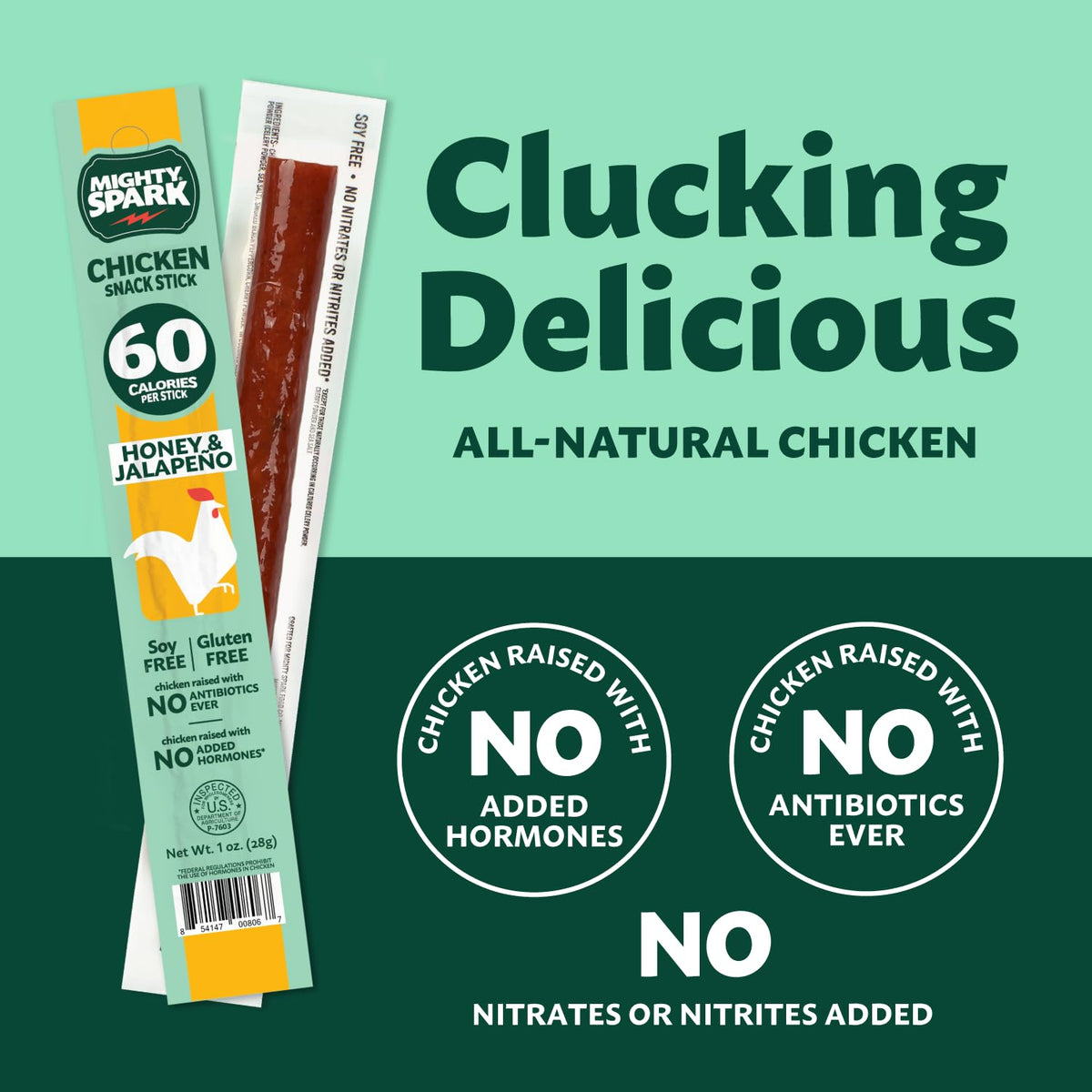 Mighty Spark Honey & Jalapeño Chicken Snack Sticks – 6g Protein, No Hormones, No Antibiotics, Gluten Free