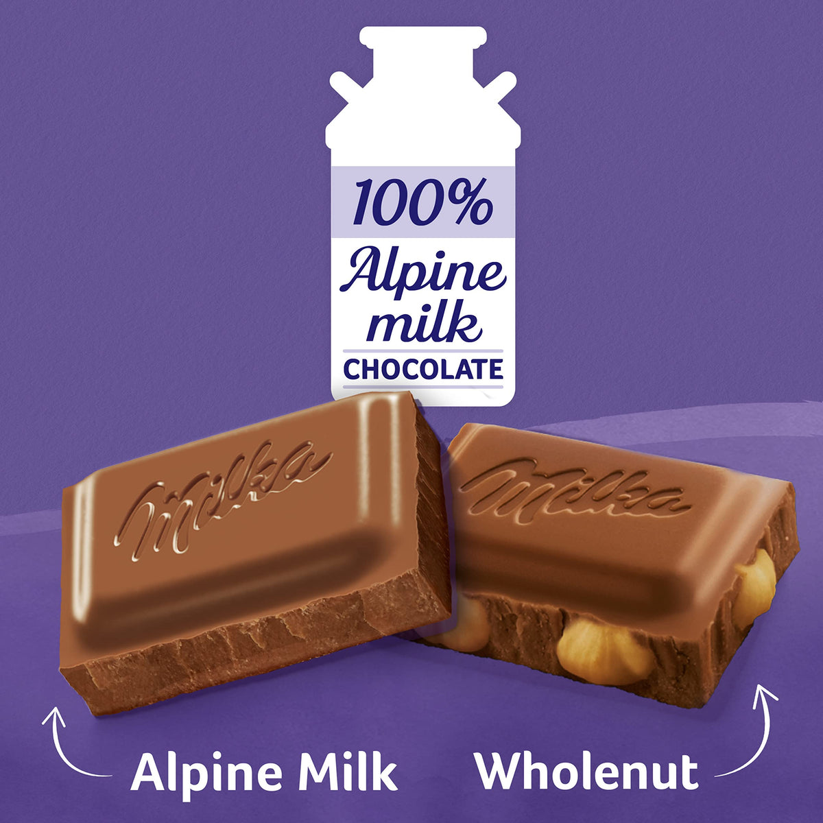 Milka Alpine Milk & Wholenut Hazelnut Chocolate Bars – 10 Bars, 3.52 oz Each
