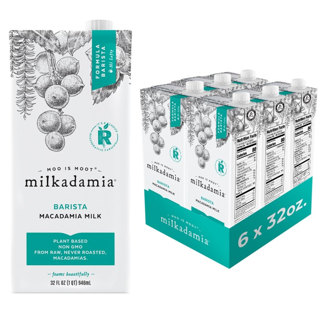 Milkadamia Barista Macadamia Milk – Excellent Calcium, Plant-Based, 32oz Pack of 6