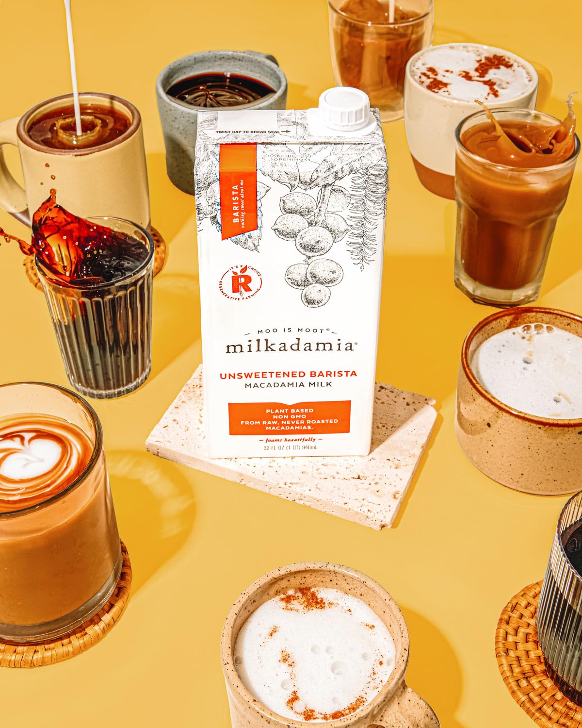 Milkadamia Unsweetened Barista Macadamia Milk – 32 oz Pack of 6 | Plant-Based, Gluten Free & Non-GMO