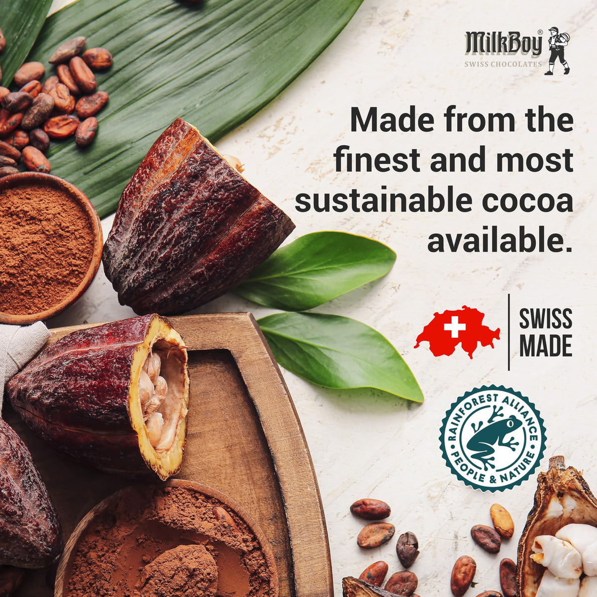 MilkBoy Swiss Chocolates Gourmet Dark Chocolate Bar 72% — 1.4 oz, 10 Pack | Made in Switzerland, Kosher, Vegan, Gluten Free