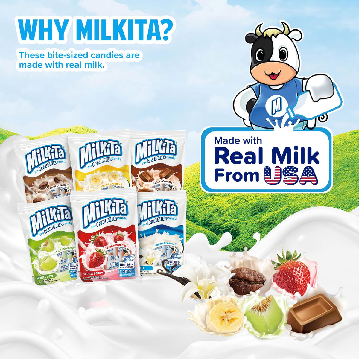 Milkita Creamy Assorted Milk Candy – Low-Sugar Real Milk, Gluten-Free
