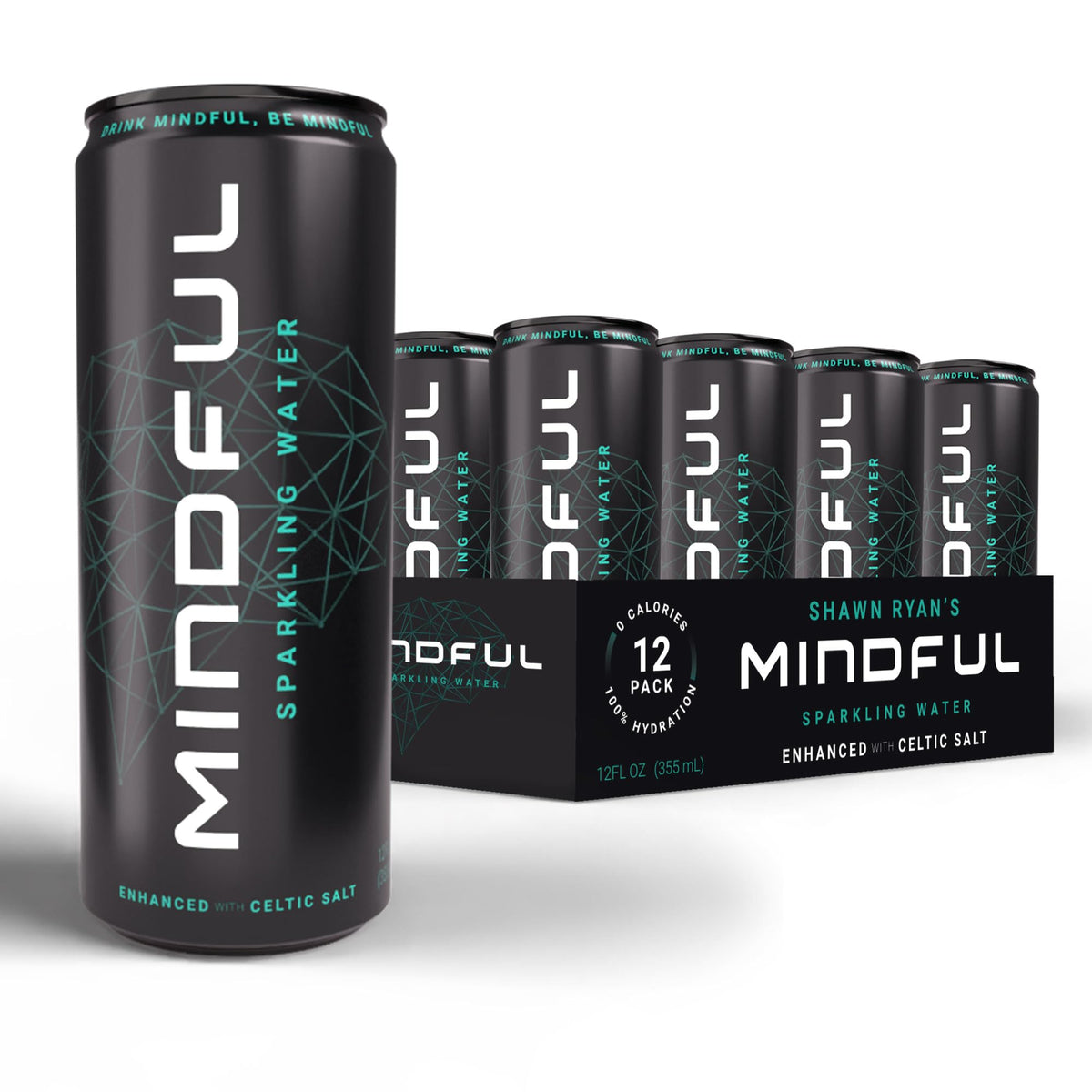 MINDFUL Sparkling Water by Shawn Ryan – Celtic Salt, Zero Calories, Sugar Free | 12 Pack