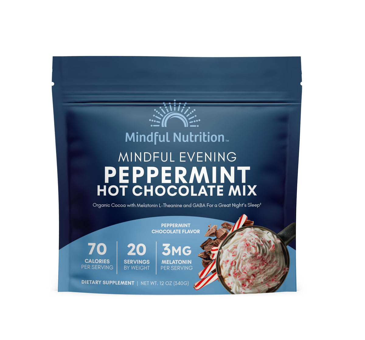 Mindful Evening Peppermint Cocoa Mix with Melatonin 3mg | Sleep Support by Mindful Nutrition