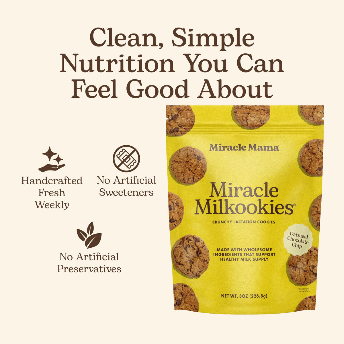 Miracle Mama Milkookies – Lactation Cookies with Oats, Flaxseed & Brewers Yeast (Pack of 2, 8 oz)