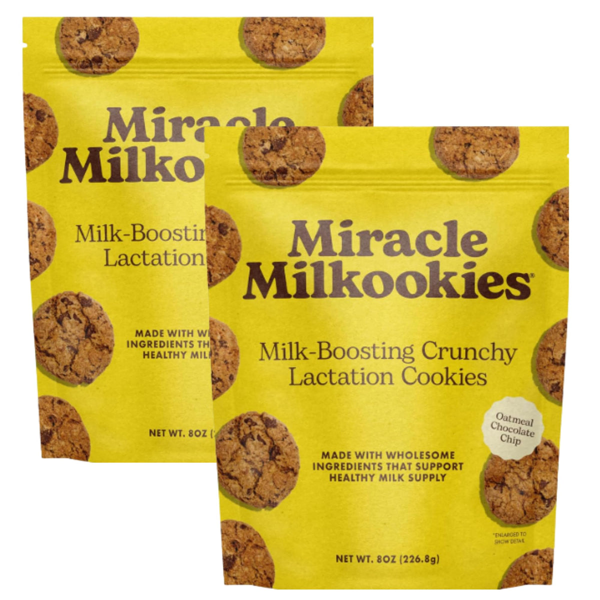Miracle Mama Milkookies – Lactation Cookies with Oats, Flaxseed & Brewers Yeast (Pack of 2, 8 oz)