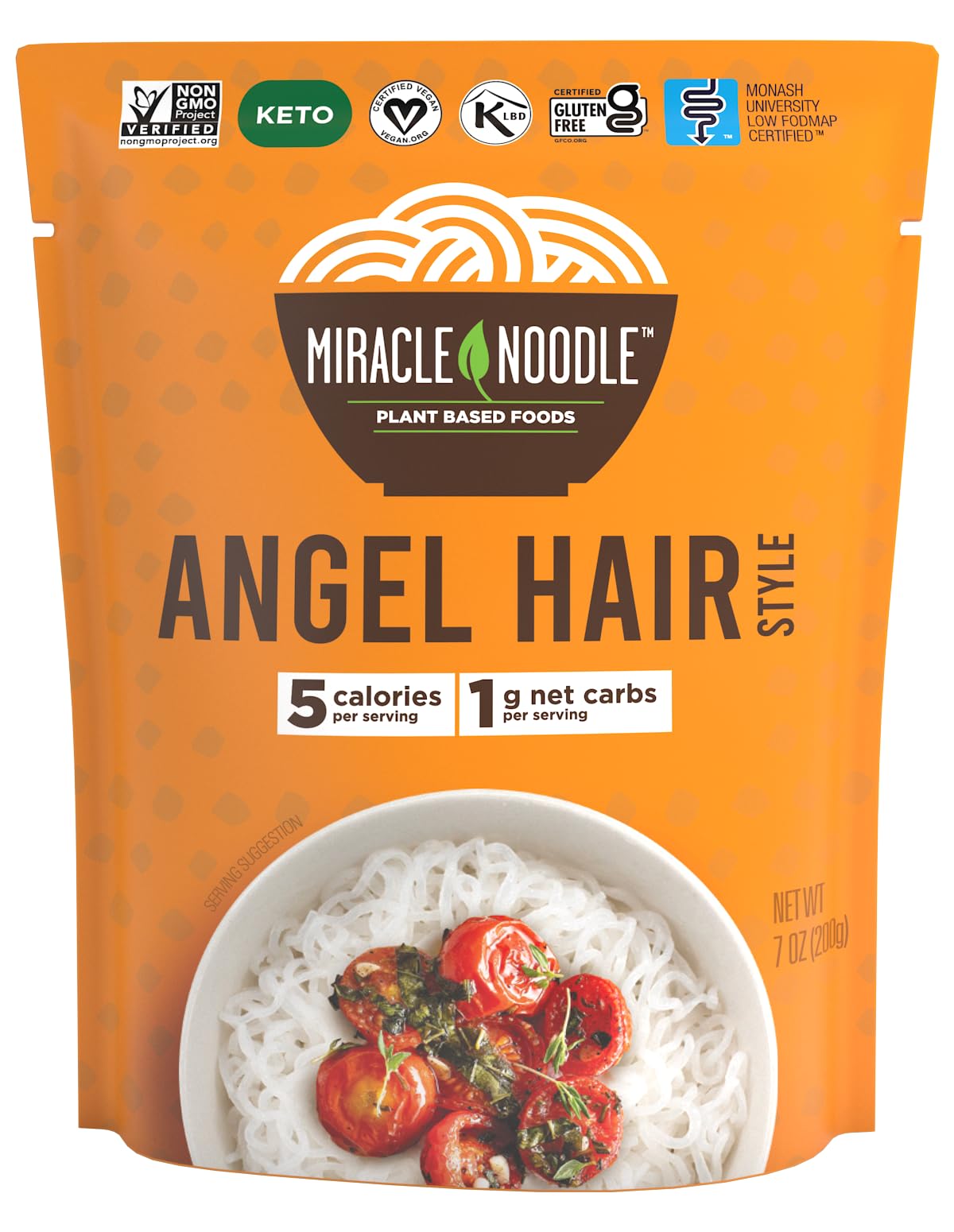 Miracle Noodle Ready to Eat Angel Hair Pasta – 7 oz x6, Low-Cal, 1g Net Carbs, Gluten Free
