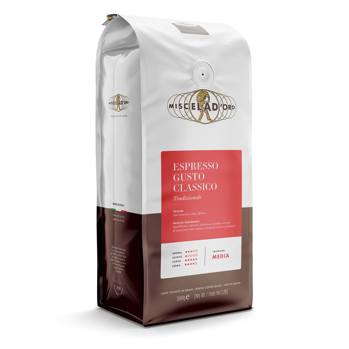 Miscela D'Oro Gusto Classico Espresso Beans - 2.2 lb (Medium Roast, Chocolaty)