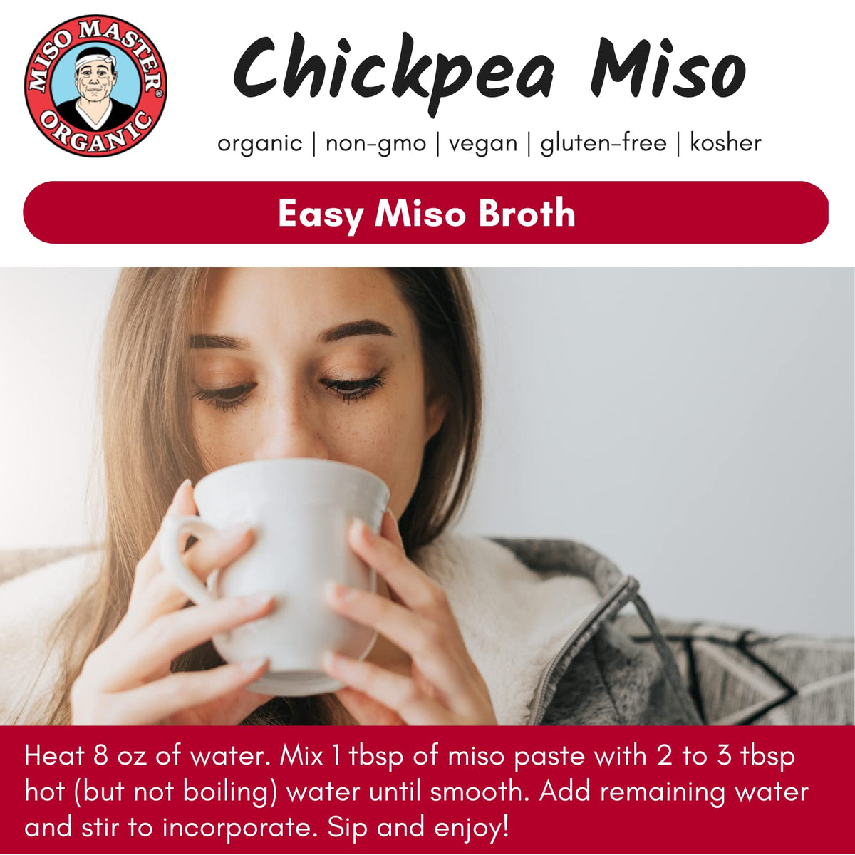 Miso Master Organic Chickpea Miso – Soy-Free White Miso Paste, 16 oz
