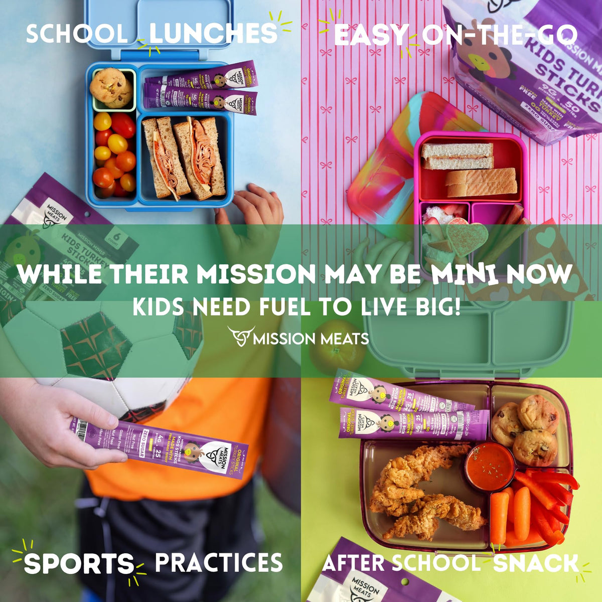 Mission Meats Kids Turkey Sticks – Free Range, Zero Sugar, 9g Protein per Serving, Gluten & Nut Free, 24 Count
