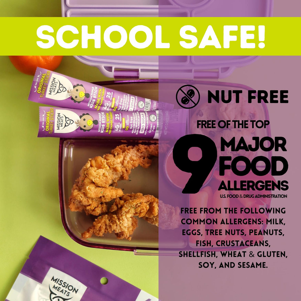 Mission Meats Kids Turkey Sticks – Free Range, Zero Sugar, 9g Protein per Serving, Gluten & Nut Free, 24 Count