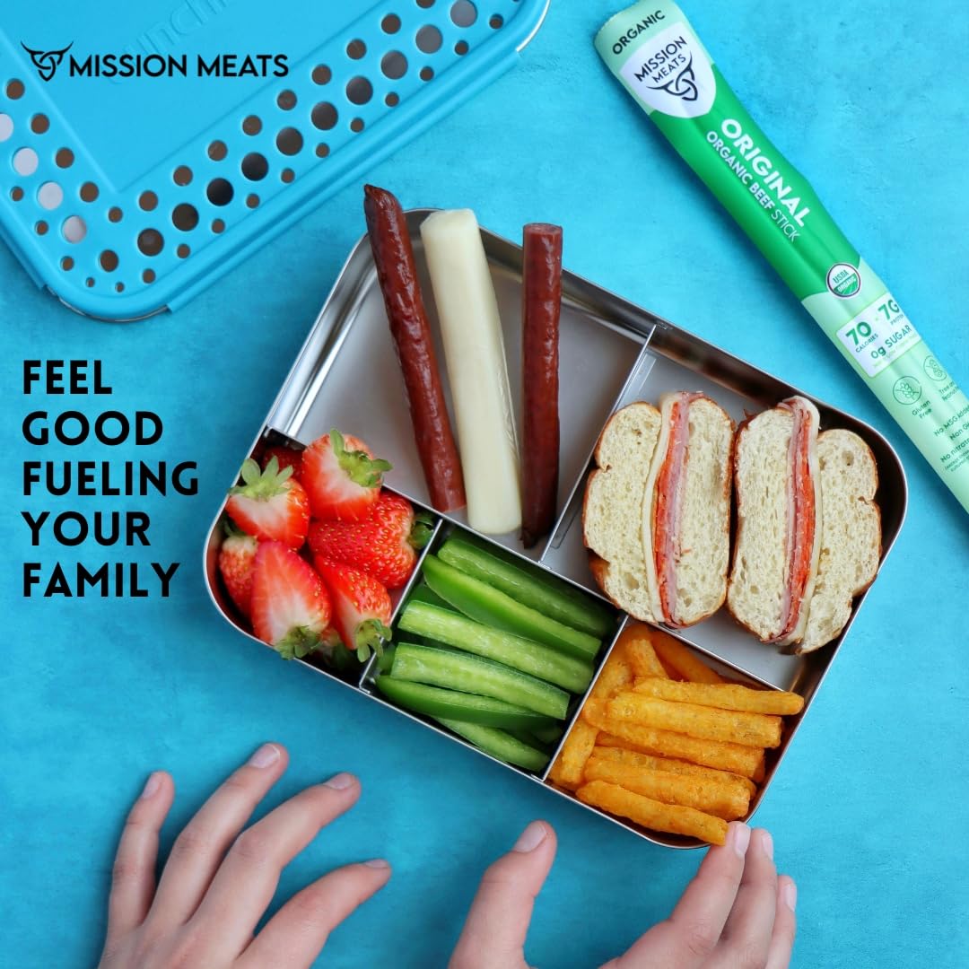 Mission Meats Organic Beef Sticks – Grass-Fed & Pasture-Raised, Zero Sugar, Non-GMO (12ct)