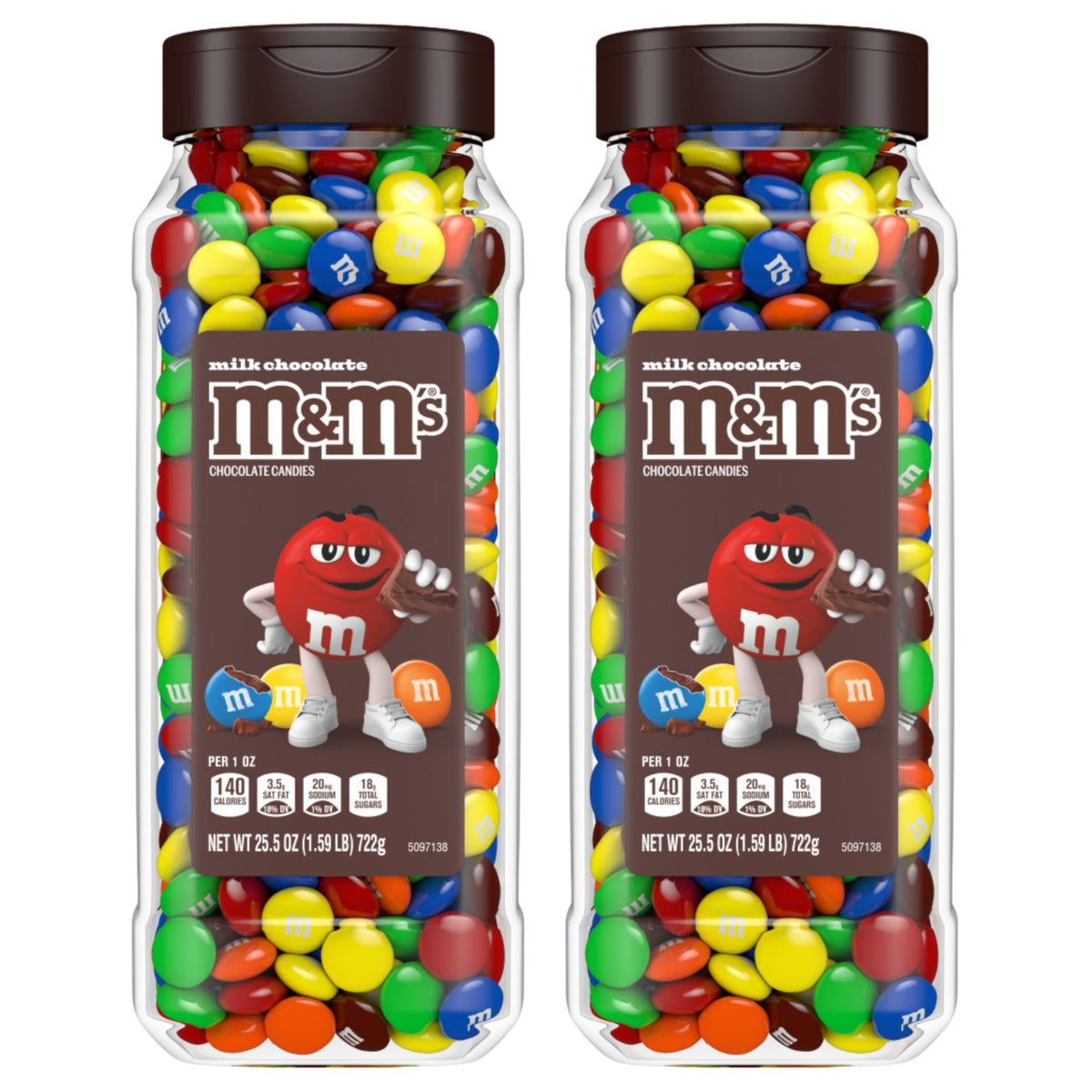 M&M'S Milk Chocolate Bulk Candy Jars – Resealable & Recyclable, 2x25.5 oz
