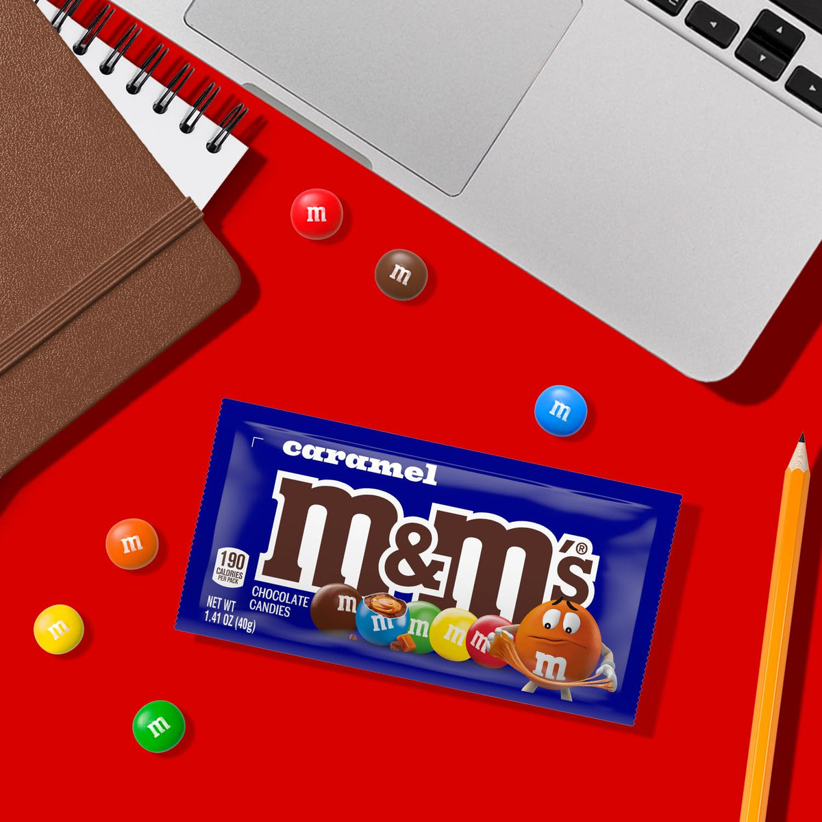 M&M'S Caramel Chocolate Candy — Real Caramel & Milk Chocolate, 24 Pouches (1.41 oz Each)